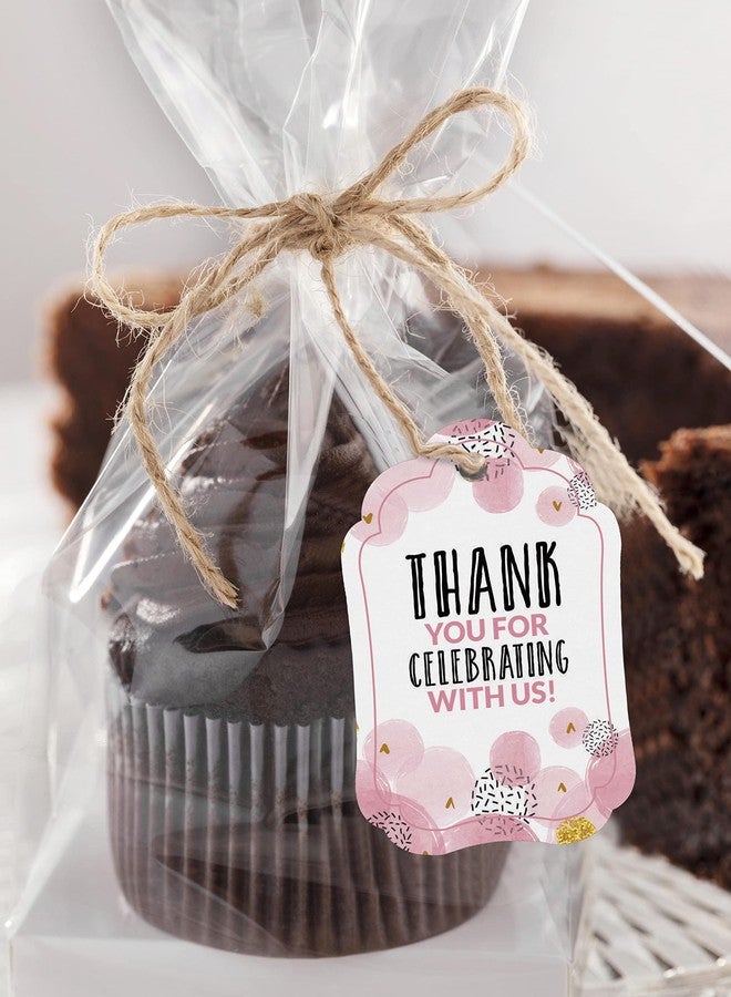 Inkdotpot بطاقات شكر لحفل استقبال المولود من إنكدوتبوت - بطاقات هدايا ورقية معلقة، تصميم وردي، مجموعة حفلات استقبال المولود - عبوة من 50 بطاقة - Image 3